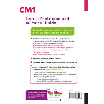 Maths CM1 Ed. 2022  - Livret d'entrainement au calcul fluide