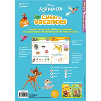 Disney animaux - De la Petite à la Moyenne section - Cahier de vacances 2023