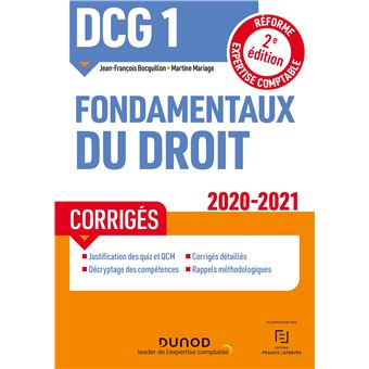 DCG 1 Fondamentaux du droit - Corrigés - 2020/2021