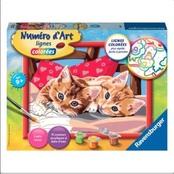 Kit Creatif Chats Calins Lignes Colorees Ravensburger Numero D Art Moyen Format Peinture Achat Prix Fnac