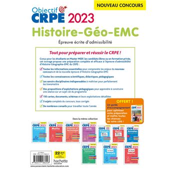 Objectif CRPE 2023 - Histoire-Géographie-EMC  - épreuve écrite d'admissibilité