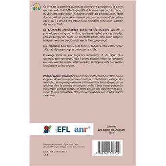 Grammaire descriptive du parler croissantin de Châtel-Montagne