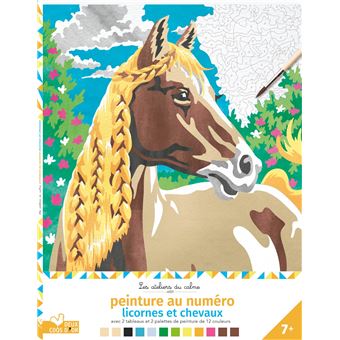 Peinture au numéro - licornes et chevaux - cahier avec palette et pinceau