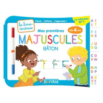 Mes premières majuscules Bâton avec 1 feutre effaçable 2 couleurs - Les livres-ardoises