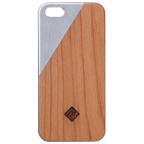 Coque Native Clic Metal Case pour iPhone 5 & 5s, Merisier/Silver Metal