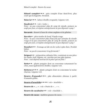 Dictionnaire alimentaire des coliques néphrétiques uriques