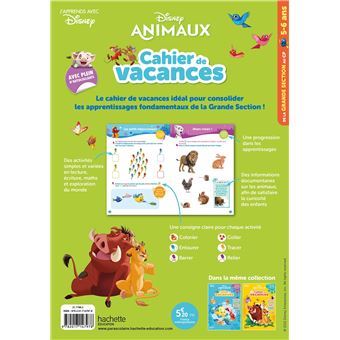 Disney animaux - De la Grande Section au CP - Cahier de vacances 2023