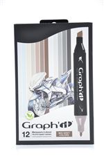 Set Graph'it de 12 Marqueurs à alcool double pointe Mix Grey Colors