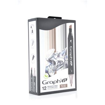 Set Graph'it de 12 Marqueurs à alcool double pointe Mix Grey Colors