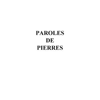 Paroles de pierres