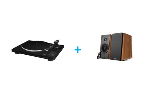 Pack vinyle JVC AL F76B + 2 enceintes amplifiées EDIFIER R2000DB CHENE