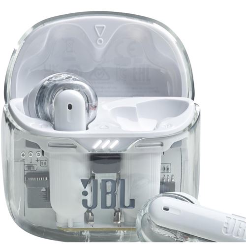 JBL Tune Beam 2 - Ghost Edition - Écouteurs Sans Fil avec Micro - Intra-Auriculaire - Bluetooth - Suppresseur De Bruit Actif - Blanc Fantôme