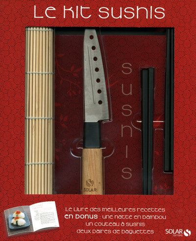 Le kit sushis Coffret avec un couteau, 1 une natte et 2 paires de baguettes  - Boîte ou accessoire - Collectif - Achat Livre