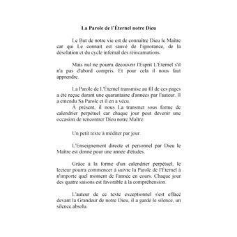 La parole de l'éternel notre Dieu