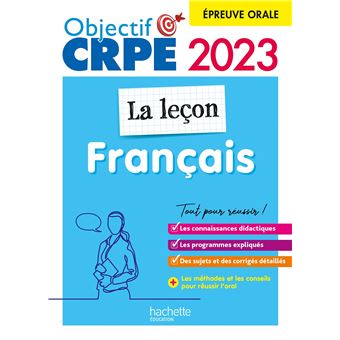 Objectif CRPE 2023 - Français - La leçon - épreuve orale d'admission