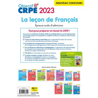 Objectif CRPE 2023 - Français - La leçon - épreuve orale d'admission