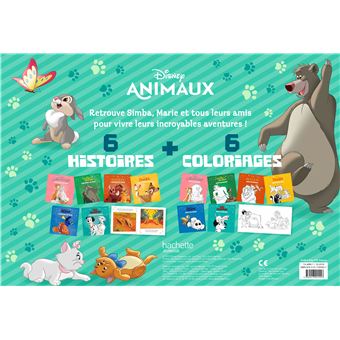 DISNEY ANIMAUX - Coffret 12 livres - 6 Histoires + 6 Coloriages