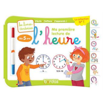 Ma première lecture de l'heure avec 1 feutre effacaçable 2 couleurs - Les livres-ardoises