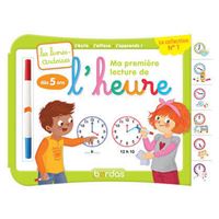 Ma première lecture de l'heure avec 1 feutre effacaçable 2 couleurs - Les livres-ardoises