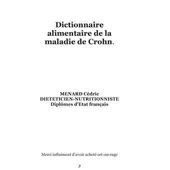 Dictionnaire alimentaire de la maladie de Crohn