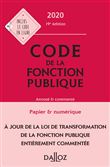Code de la fonction publique 2020, annoté et commenté - 19e ed.