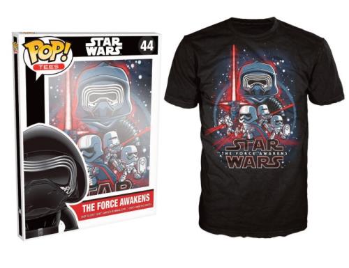 T-shirt Funko Pop Tees Star Wars The Force Awakens Poster XL Noir