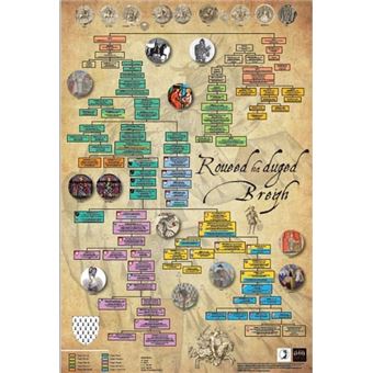ARBRE GENEALOGIQUE DES ROIS ET DUCS DE BRETAGNE bilingue 2 faces
