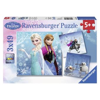 Puzzle 3 x 49p Aventures Pays Neiges Frozen La Reine des Neiges  Ravensburger - Puzzle
