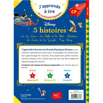 Disney - 5 histoires - CP niveaux 1, 2, 3