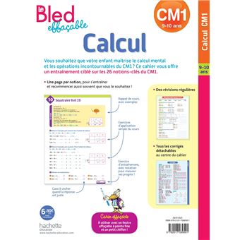 Bled effaçable Calcul CM1