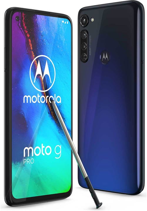 Motorola Moto G Pro - Android One - 4G smartphone - double SIM - RAM 4 Go / Mémoire interne 128 Go - microSD slot - Écran LCD - 6.4"" - 2300 x 1080 pixels - 3 x caméras arrière 48 MP, 2 MP, 16 MP - front camera 16 MP - indigo mystique État correct - Motorola reconditionné disponible sur Fnac
