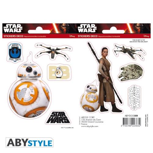 2 Planches de stickers Star Wars BB-8 & Rey 16 x 11 cm