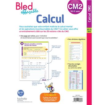 Bled effaçable Calcul CM2
