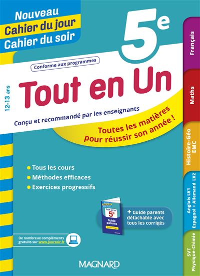 Nouveau Cahier du jour Cahier du soir Tout en un 5e