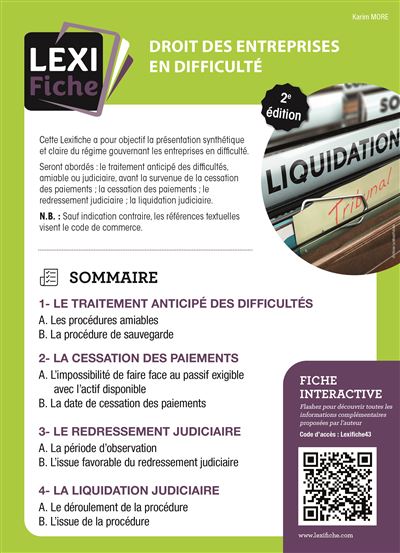 Droit des entreprises en difficulté - Karim More - broché