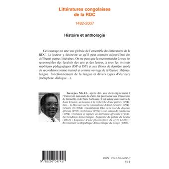 Littératures congolaises de la RDC 1482-2007
