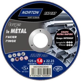 125 x 1,0 x 22,23 mm T41 A60 RBF Blauflex Lot de 10 disques à tronçonner en inox pour acier métal acier inoxydable