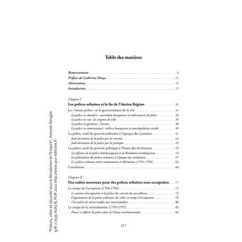 Polices, villes et sécurité sous la Révolution et l'Empire