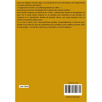 Souvenirs d'un hugolâtre la génération de 1830