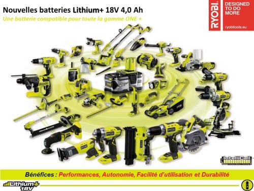 Batterie pour outil Ryobi RB18L40 One+ 5133001907 18 V 4 Ah Li-Ion