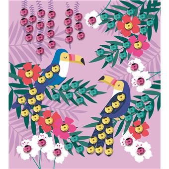 Sequins à coller oiseaux - mini-boîte avec accessoires