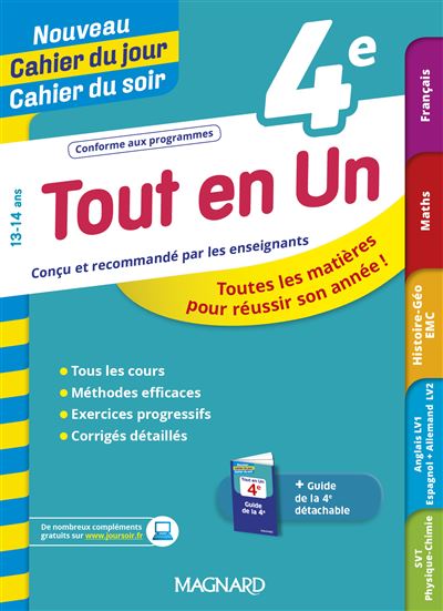 Nouveau Cahier du jour Cahier du soir Tout en un 4e