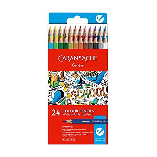 CARADACH ETUI 24 CRAYON AQUA SCHOOL LINE