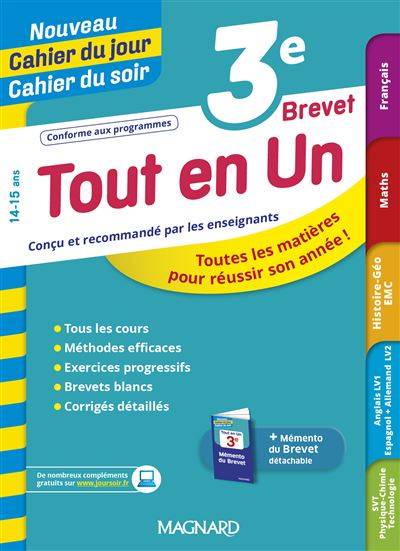 Nouveau Cahier du jour Cahier du soir Tout en un 3e brevet
