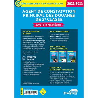 Sujets-types inédits – Agent de constatation principal des douanes de 2e classe