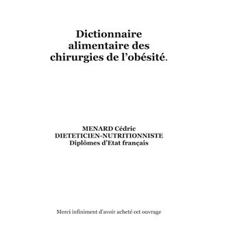 Dictionnaire alimentaire des chirurgies de l'obésité