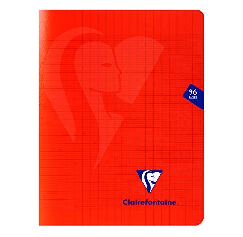 Clairefontaine 303525C Lot de 10 Cahiers Agrafés Mimesys - A4 21x29,7 cm - 120 Pages Lignées avec Marge - Papier Blanc 90 g - Couverture Polypro Transparent - Couleurs Aléatoires