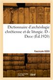 Dictionnaire d'archéologie chrétienne et de liturgie. Fascicule XXXV