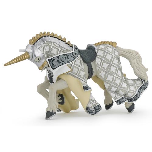 Figurine Papo cheval du Maître des armes licorne argentée