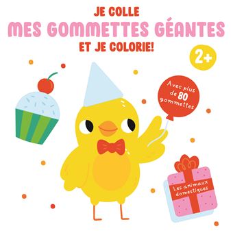 Je colle mes gommettes géantes et je colorie les animaux domestiques